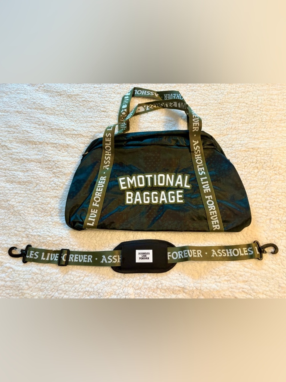 Assholes Live Forever Emotional Baggage Duffel Bag